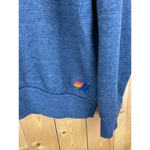 Women's Aviator Nation Bolt Stitch Chevron Crew Sweatshirt, Denim Blue - Size M - Picture 3 of 6